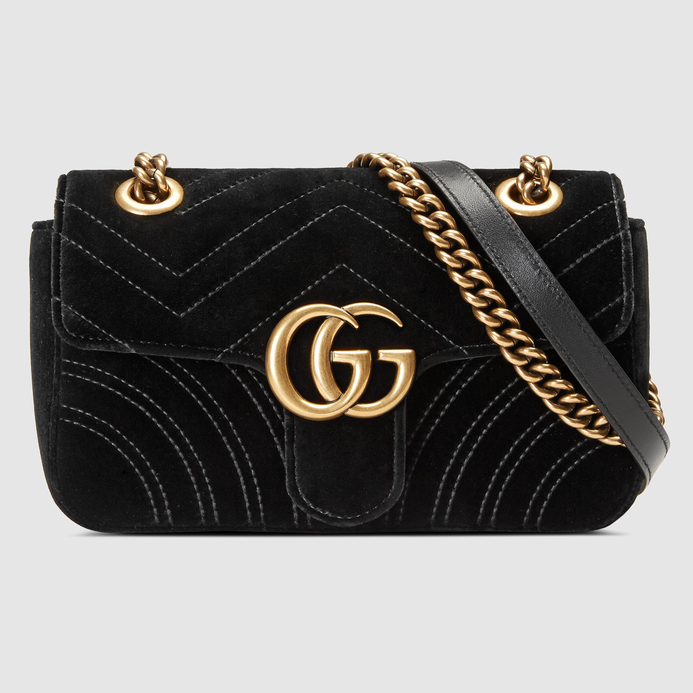 Lyst Gucci  GG Marmont  Velvet  Mini Shoulder Bag in Black